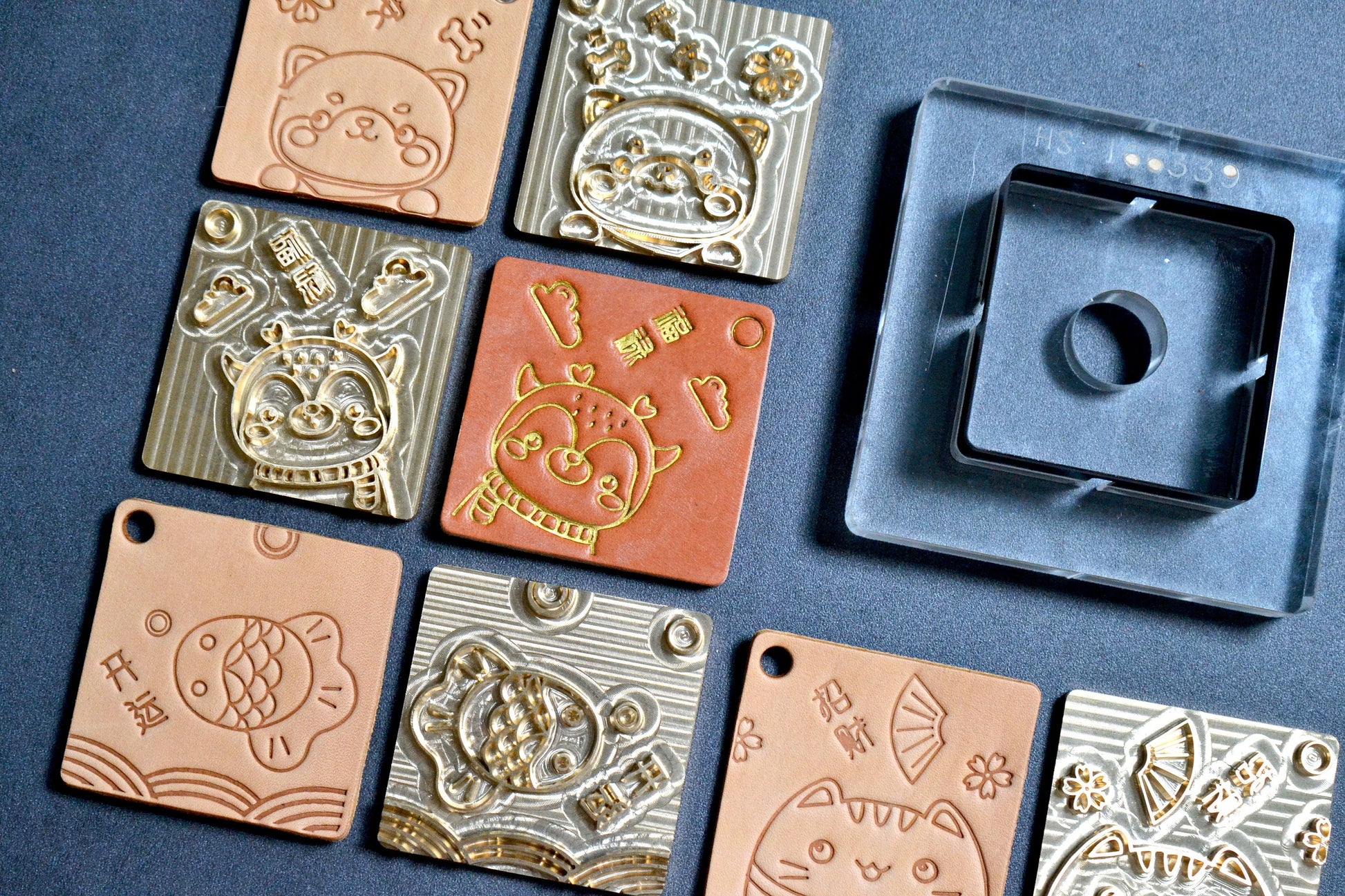 Custom Leather Brass Acrylic Cutting Dies for Precision Embossing and Debossing combination foil embossing key chain lucky tag