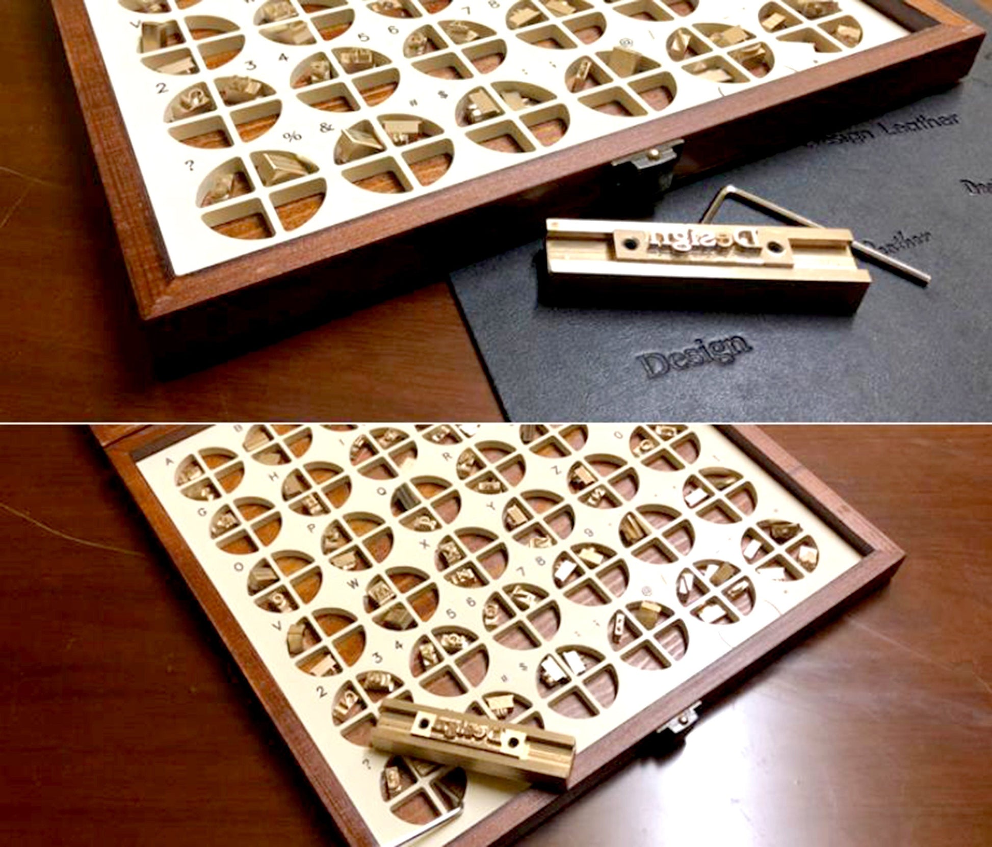 Brass stamp alphabet number storage case, alphabet letter number Stamps wood box