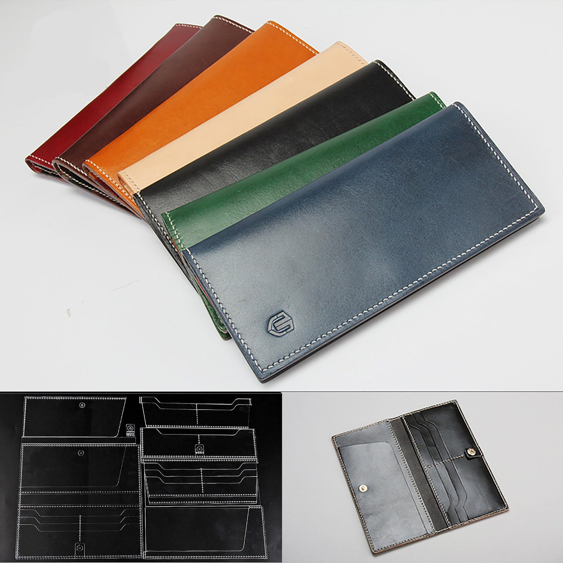 Business Long Wallet with Card Slots,Template Leather Craft Pattern, High quality Acrylic material,precision cut durable transparent tool