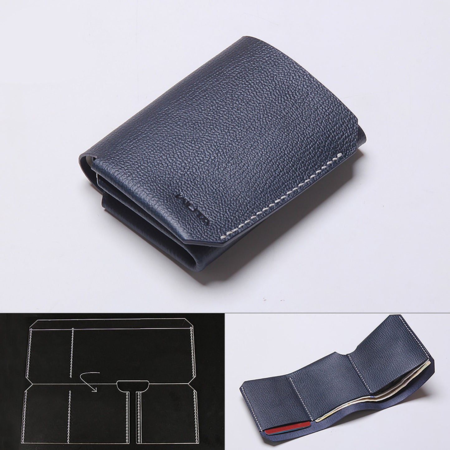 Silm Bifold short Wallet with Card Slots,Template Leather Craft Pattern,High quality Acrylic material,precision cut durable transparent tool