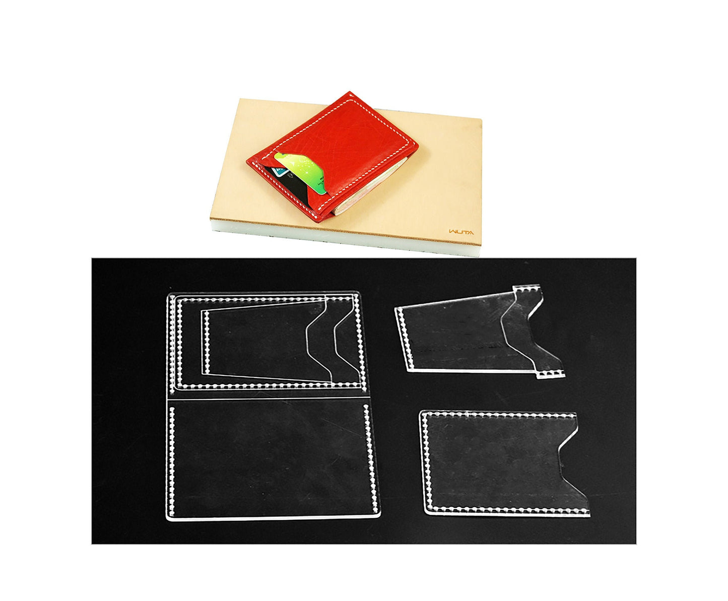 4pcs acrylic template,Simple Card Holder,WalletT,Leather Craft Pattern,High quality Acrylic material,precision cut durable transparent tool