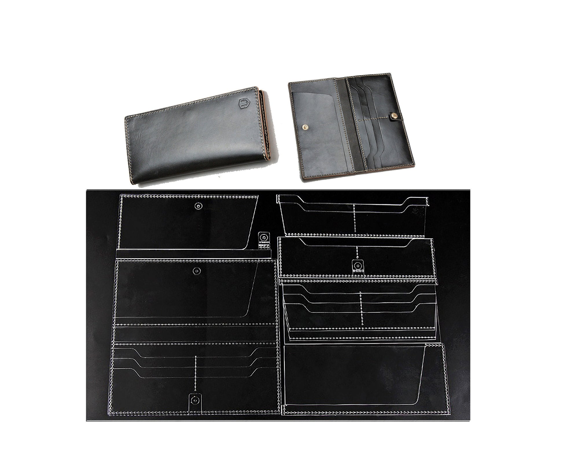 Business Long Wallet with Card Slots,Template Leather Craft Pattern, High quality Acrylic material,precision cut durable transparent tool