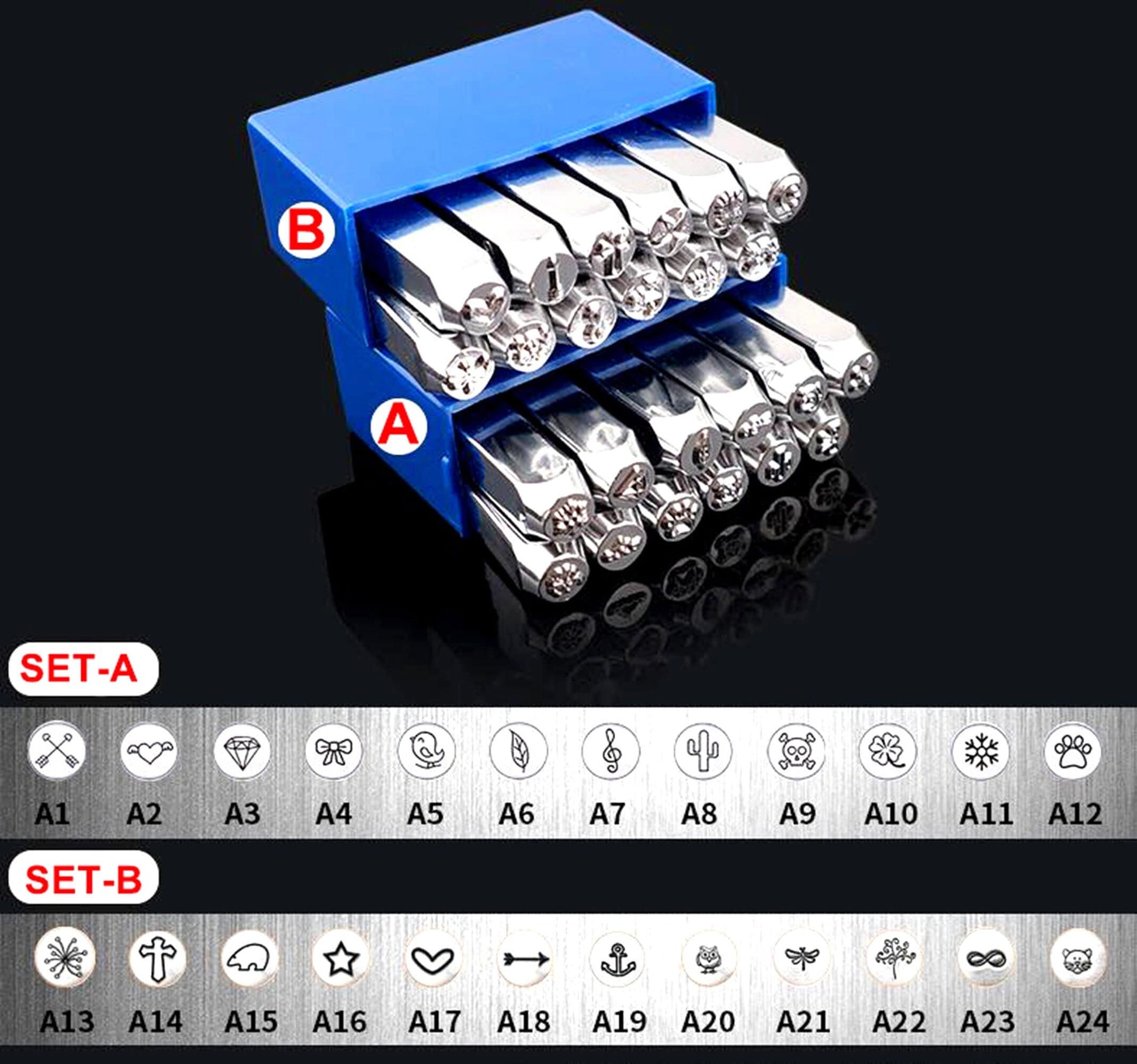 Metal Stamp Set, Jewelry Stamp, Leather stamp Personalized Logo Metal Design Stamp,Punch Press Tool for Imprinting on Metal Jewelry