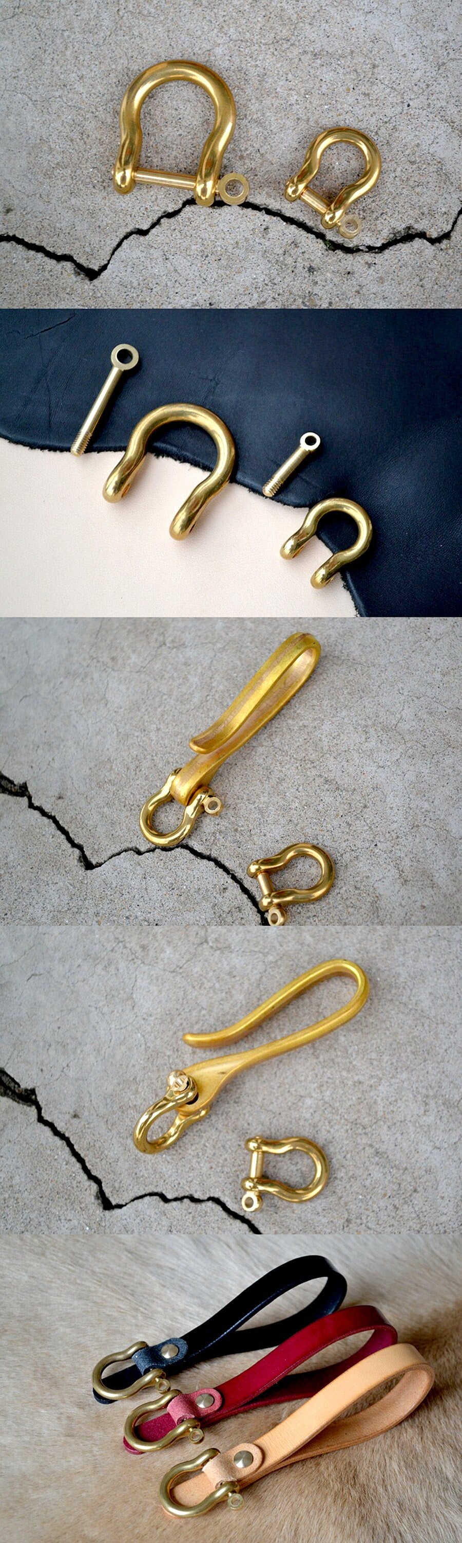 Refined brass horseshoe buckle individual hand - made decoration hanging hook key chain DIY Handmade Copper Connection accessory Button