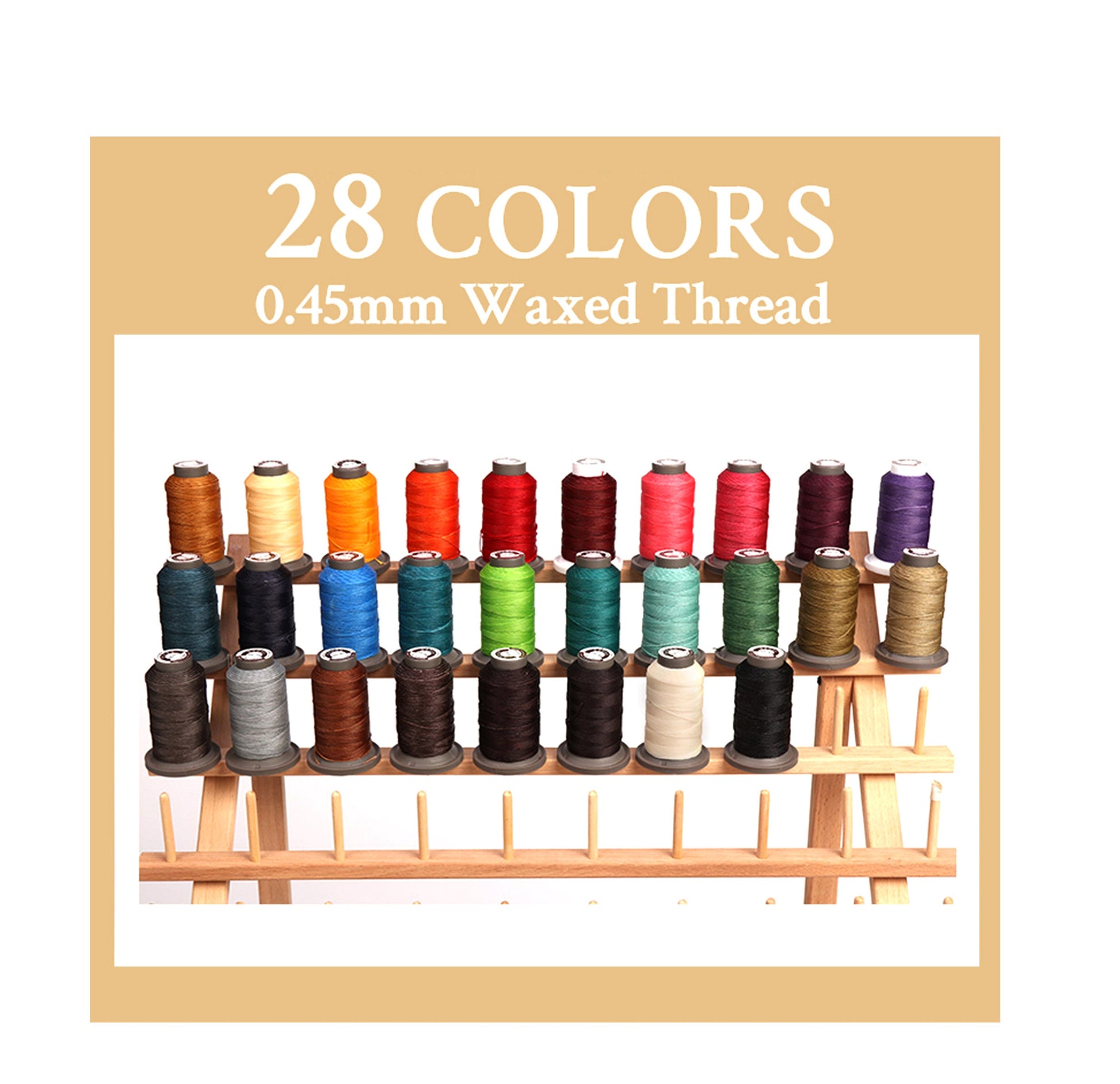 28 Colors 0.45mm Waxed Thread,Color Leather Thread, 142 Yards Per Color Leather Sewing Thread Hand Stitching Thread for Hand Sewing Leather