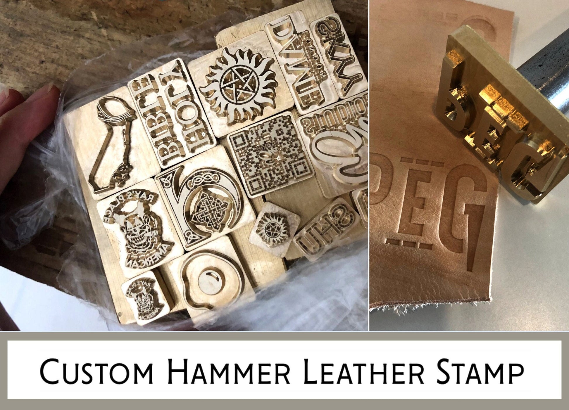 Create Your Unique logo - Professional Custom Stainless leather hammer embossing tool Crafting Logo Embosser Imprint Gift Vegetable tanned