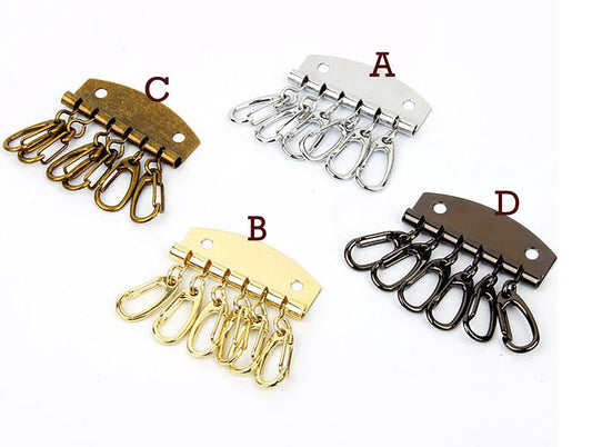 6 Hooks Leather Craft DIY Leather Keychain Pad Leather Keychain Hardware Spring Snap Keyring Purse Pouch Handbag Wallet Hardware Accessories