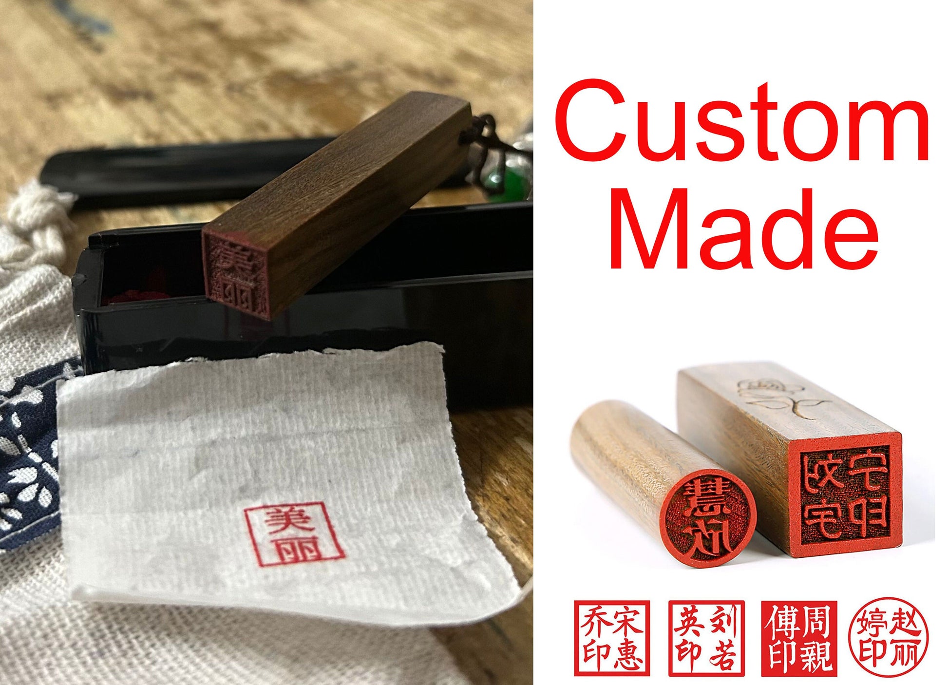 Wood Seal logo stamp porcelain Seal Customized Name Seal Personality Signature Seal l Seal Making Engraving your own design