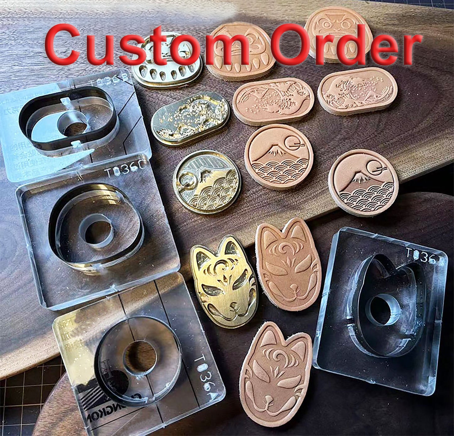 Custom size Acrylic Cutting Dies for your logo brass stamp Leather Embossing and Debossing combination foil embossing key chain lucky tag